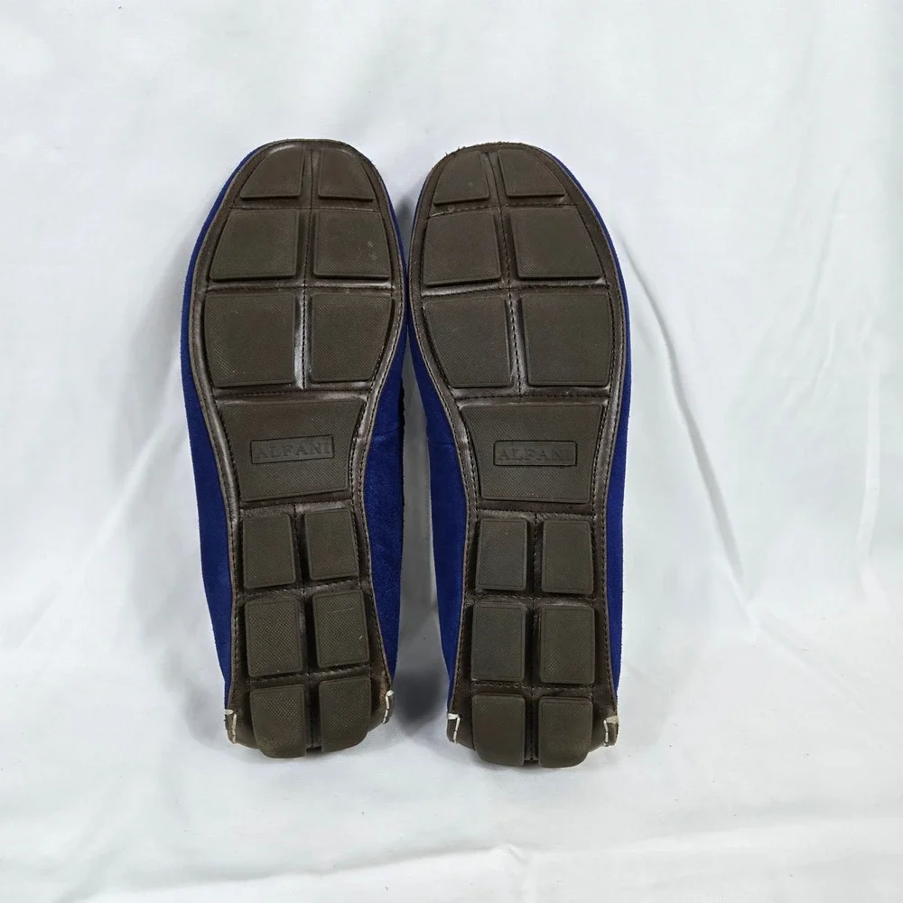 Alfani Men Draper Royal Blue Suede Leather SlipOn Preppy Loafers 13M Casual Chic
